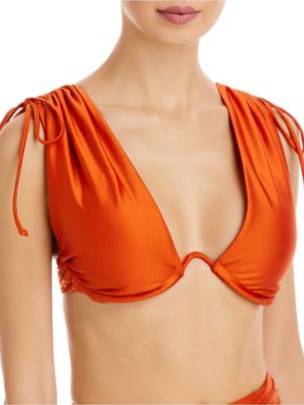 Andrea Iyamah Bright Orange Shimmer Bikini Top